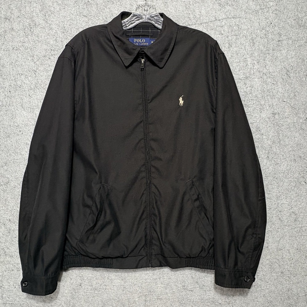 Polo Ralph Lauren Black Bi-Swing Jacket Mens Medium M Full Zip Lined Windbreaker